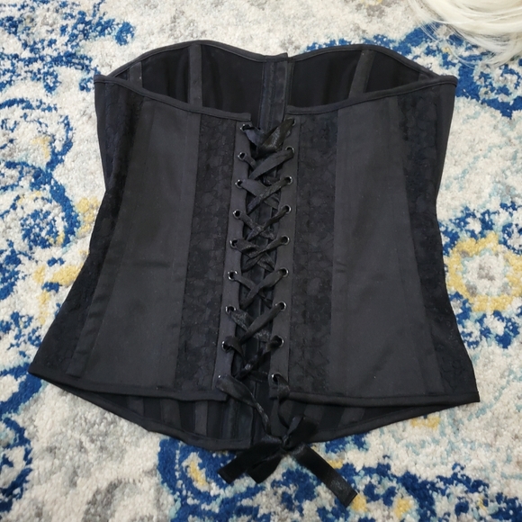 Lady Gaga Cosplay Halloween Costume Black Corset Wig Gloves Necklace & Makeup - Picture 3 of 13